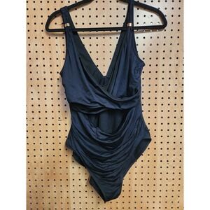 Ralph Lauren Classic One Piece Slimming Swimsuit Gold Hardware‎ Black 14 PHOTOS